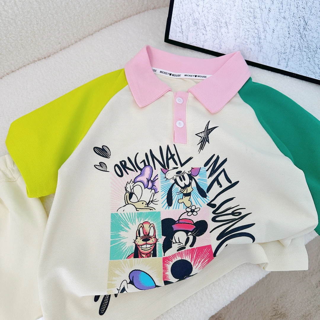 【品牌童装】2025夏季女童涂鸦polo衫短袖运动休闲短袖