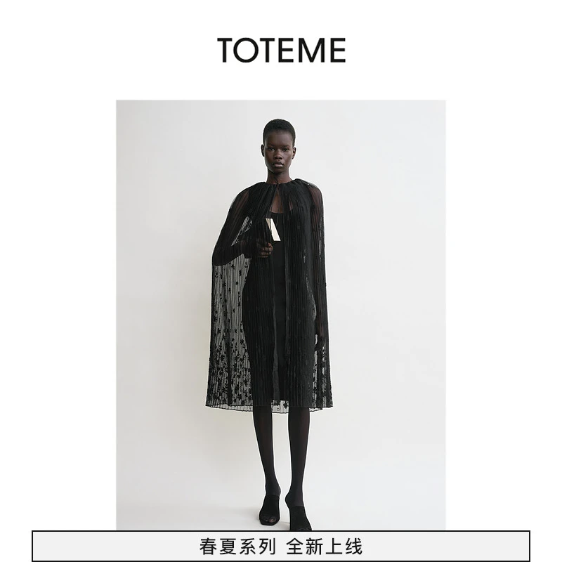 TOTEME黑色花卉图案薄纱斗篷