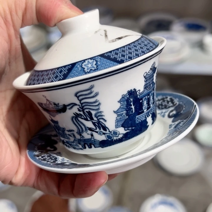 壶古典园林盖碗一个