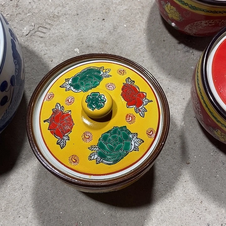 瓷片别****炸景德镇陶瓷罐黄色一个