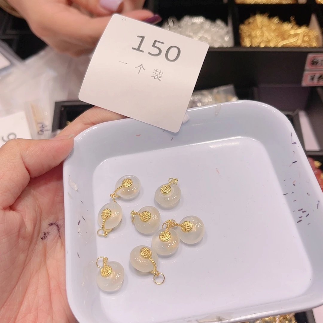 水晶珠宝半成品银S925镀金镶嵌150