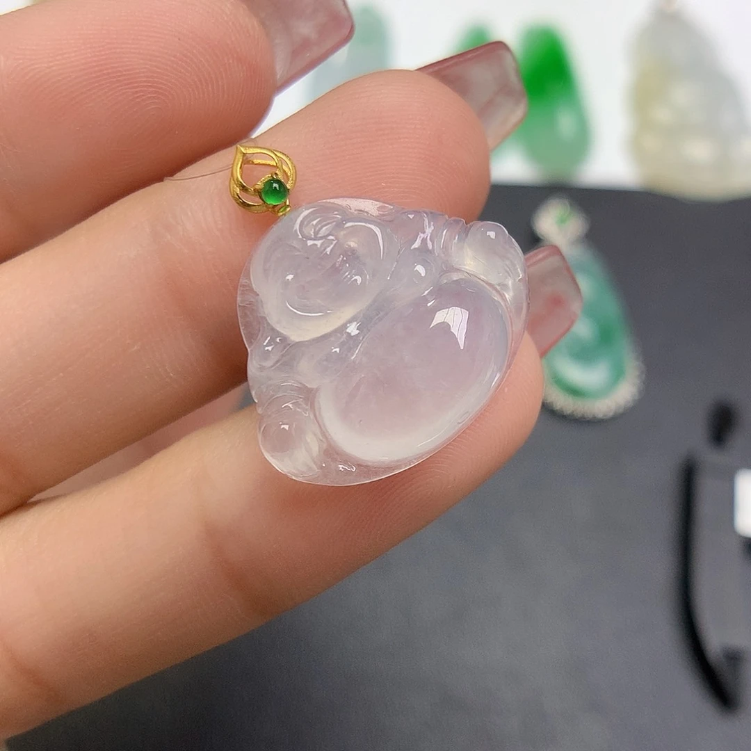 翡翠颈饰18K金镶嵌佛公