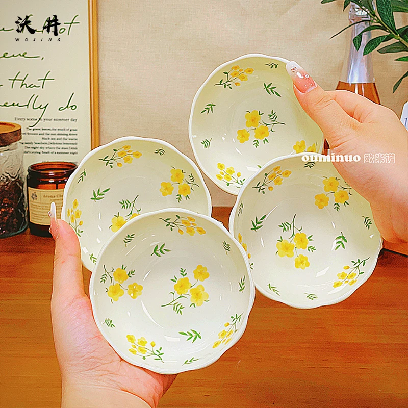 M【春日来信味碟】沃井4英寸调味碟4个装创意吃饭碗田园风网红餐碟