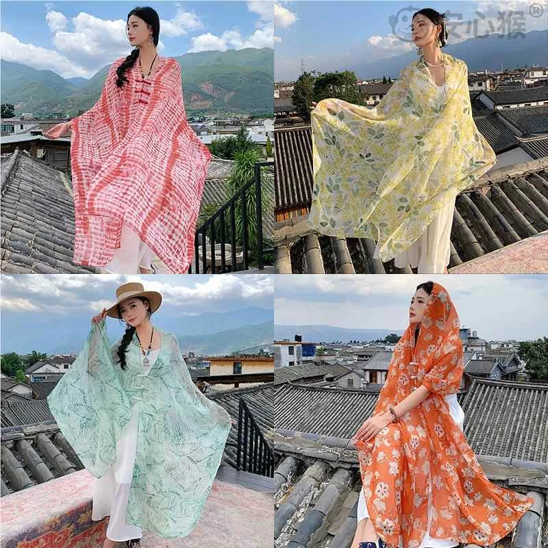 沙漠头巾大西北青甘环线新疆旅游旅行穿搭披肩方巾丝巾围巾发带女