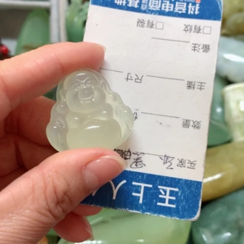 蛇纹石玉手把件未镶嵌海****！