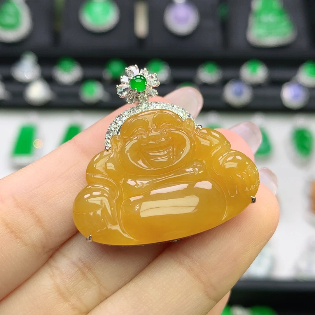 翡翠18K金镶嵌吊坠(不含链)