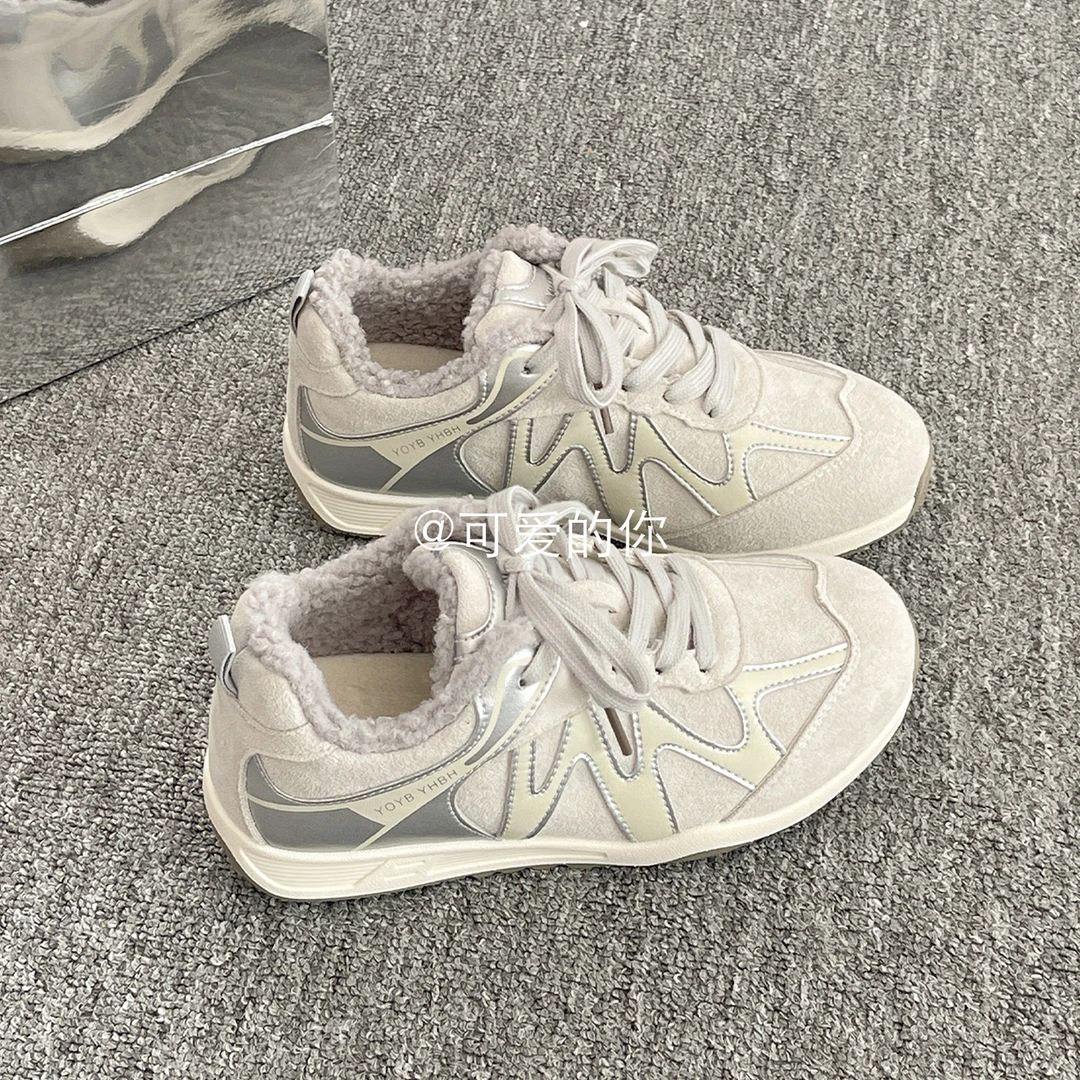 韩系加绒板鞋女款冬季新款2025爆款厚底小白鞋百搭保暖运动休闲鞋