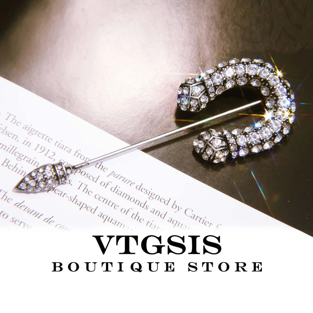 VTGSIS 合金合成锆石胸针 5808银色马蹄胸针百搭宫廷女士高级胸花