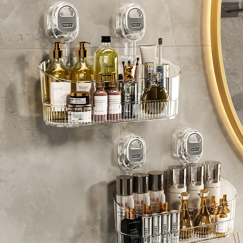 轻奢浴室卫生间吸盘置物架家用免打孔壁挂洗手间漱台收纳整理架