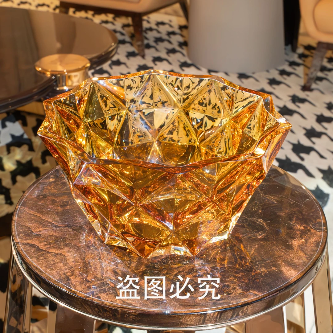 【星菱-金】果斗餐桌边几餐边柜茶几岛台水晶琉璃聚宝盆摆件YB01032