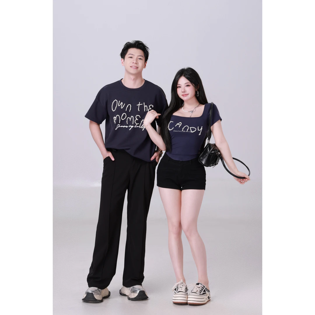 现现MengFairy 【情侣T男】夏季宽松圆领男&款短袖T恤上衣5279M