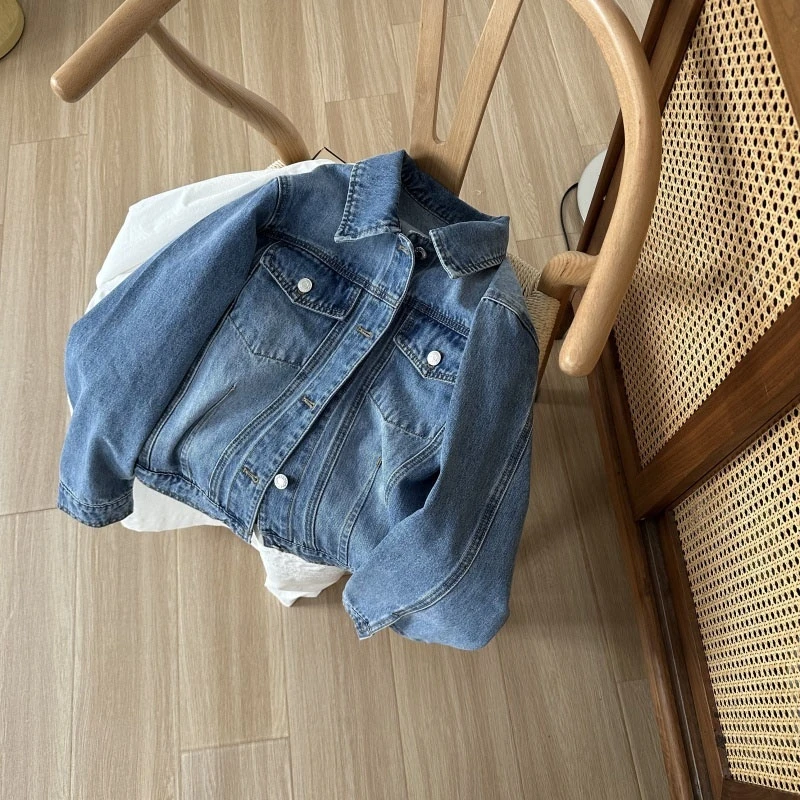 “怀旧”复古长绒棉水洗牛仔外套春夏款