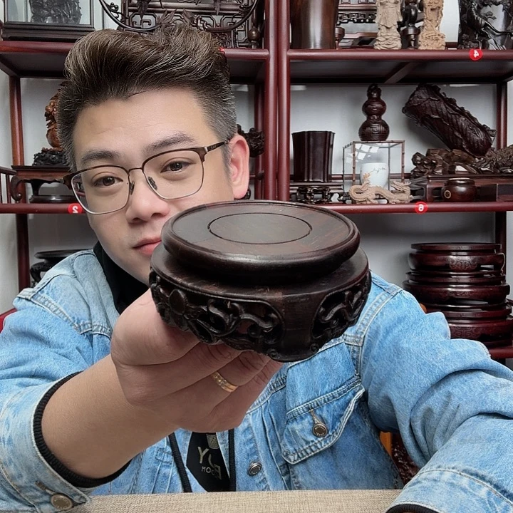 大红酸枝工艺品底座