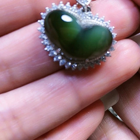 和田玉银S925镶嵌挂件