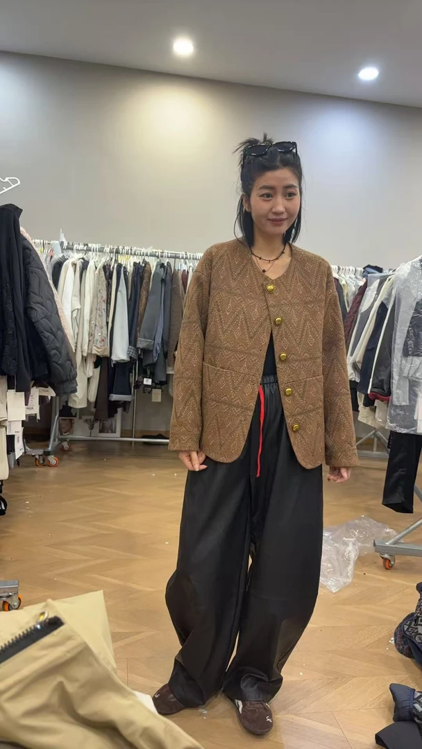 琴连帽秋季格子复古格纹抽绳短外套百搭风衣格纹时尚12021