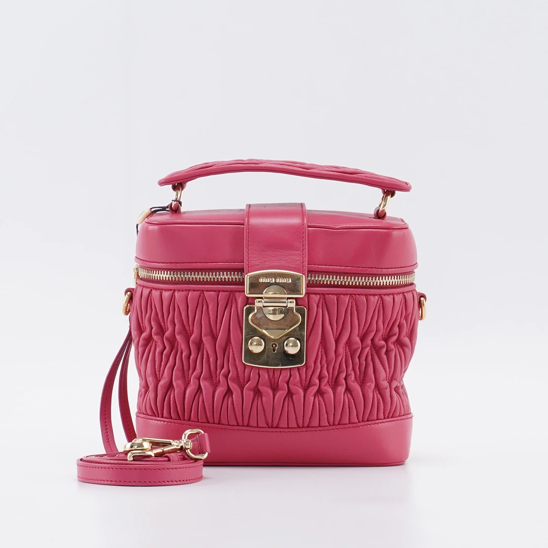 95新 MIU MIU/缪缪 玫红金 羊皮 化妆包【静文】BGB200950001