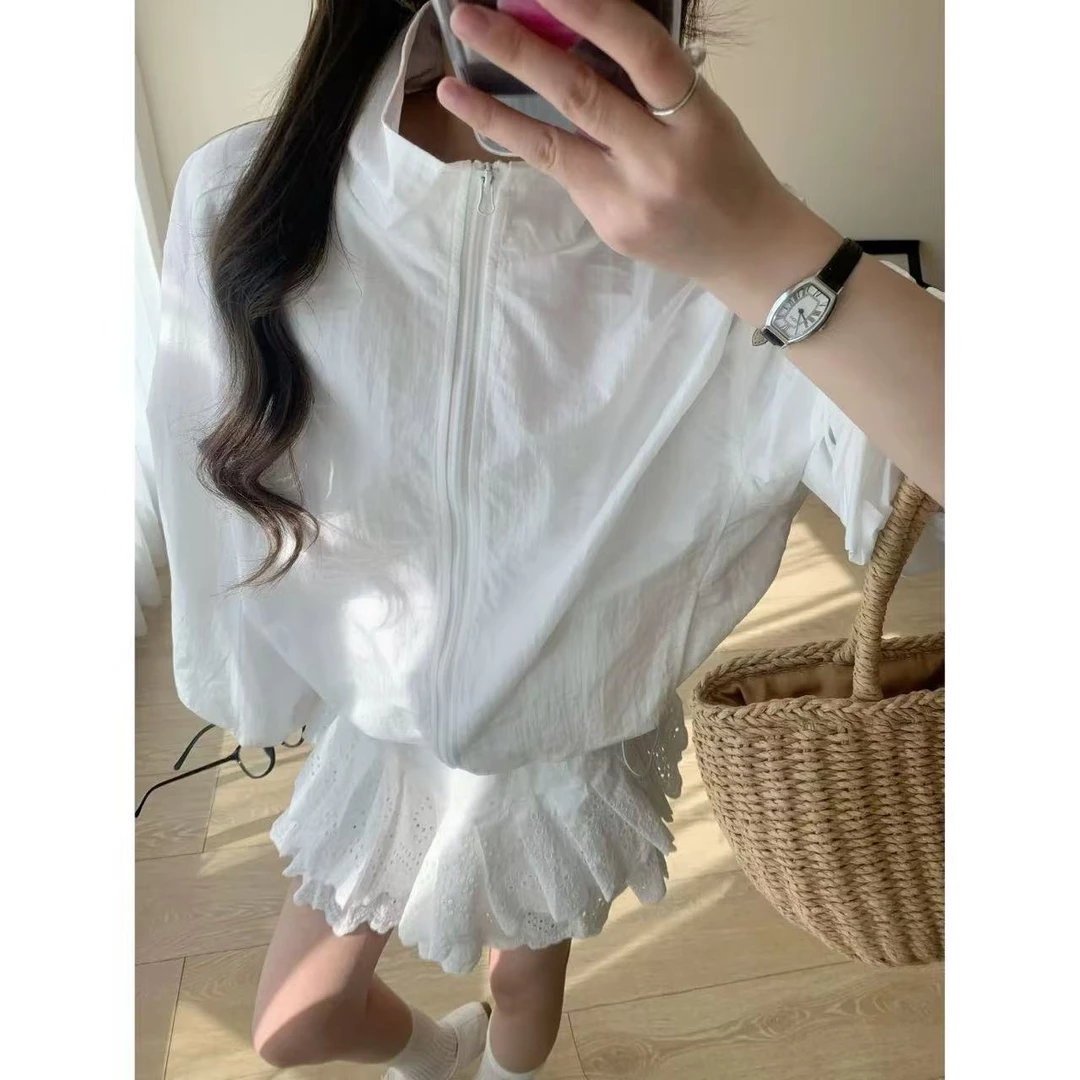 6812女士拉链风衣春季防风短外套冲锋衣外套春秋连帽