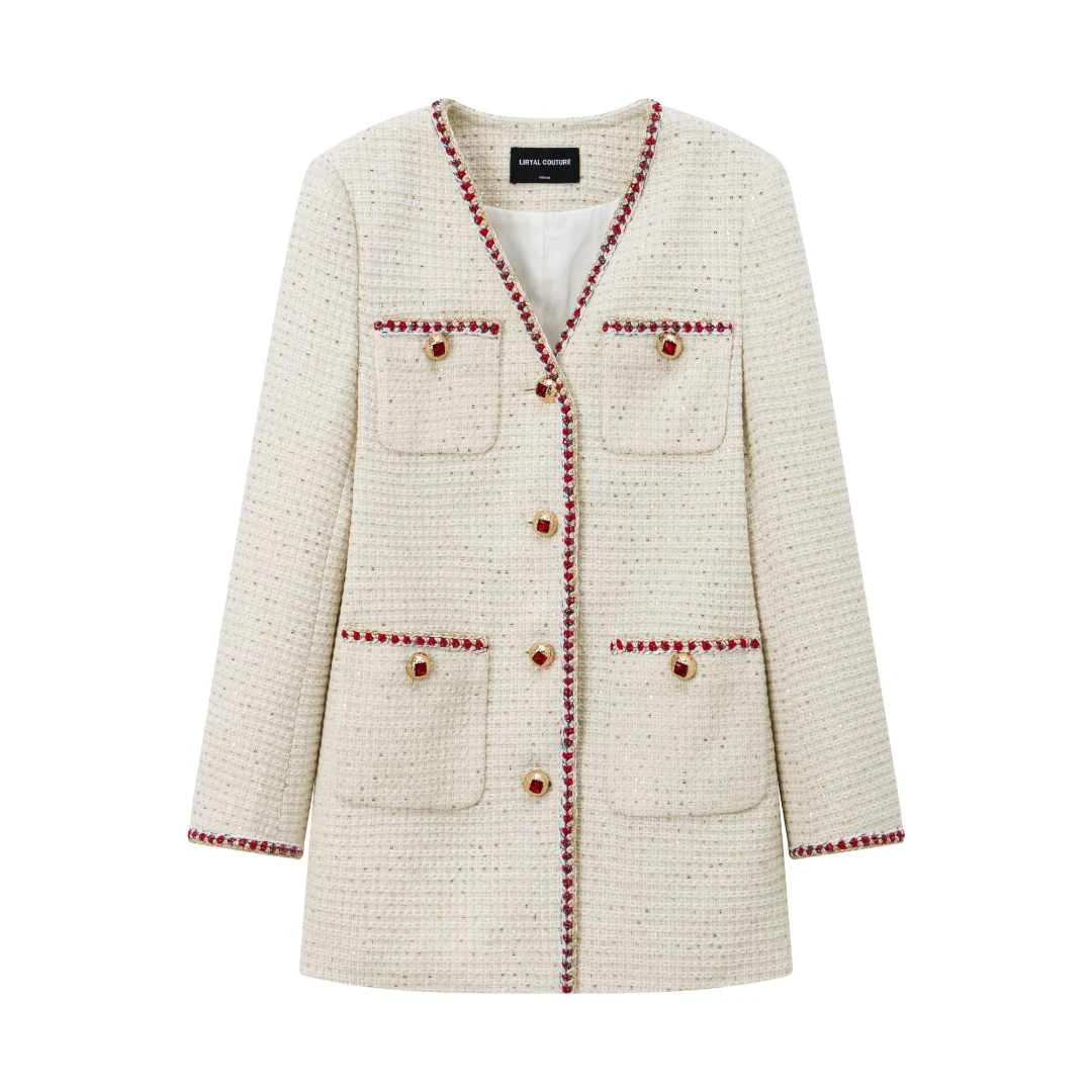 LIRYALCOUTURE曼哈顿白红手工编织夹克已申请原创保护盗版必究