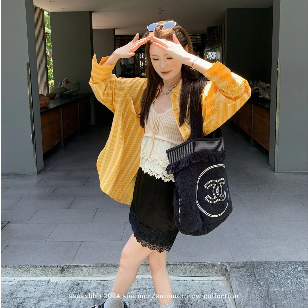 aaaaxbbb 巴黎之花香槟 醋酸蕾丝短裙花边拼接半身裙a字裙夏-折扣