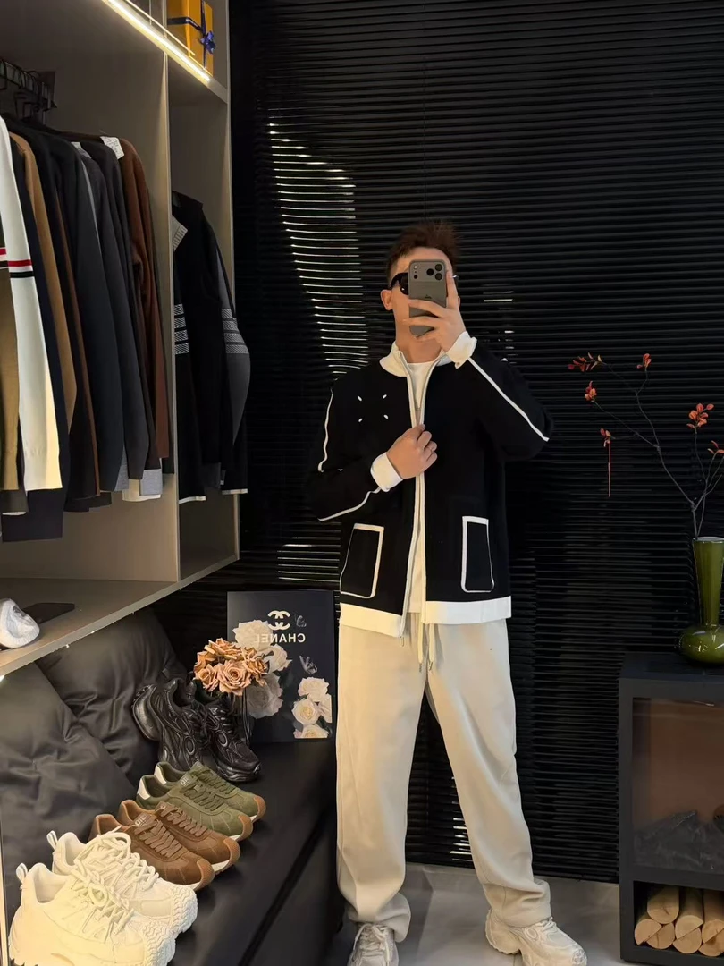 CEHNYI YI  2025新款百搭时尚拼接四角外套毛衣拉链立领男女同款