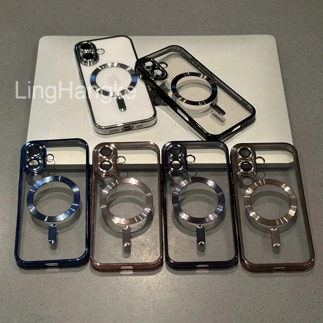 极简爆款电镀磁吸壳适用iphone16promax手机壳苹果15/14镜头膜13