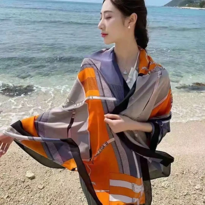 【琥珀余晖】90*180高档丝巾围巾SJ159女时尚百搭高级感