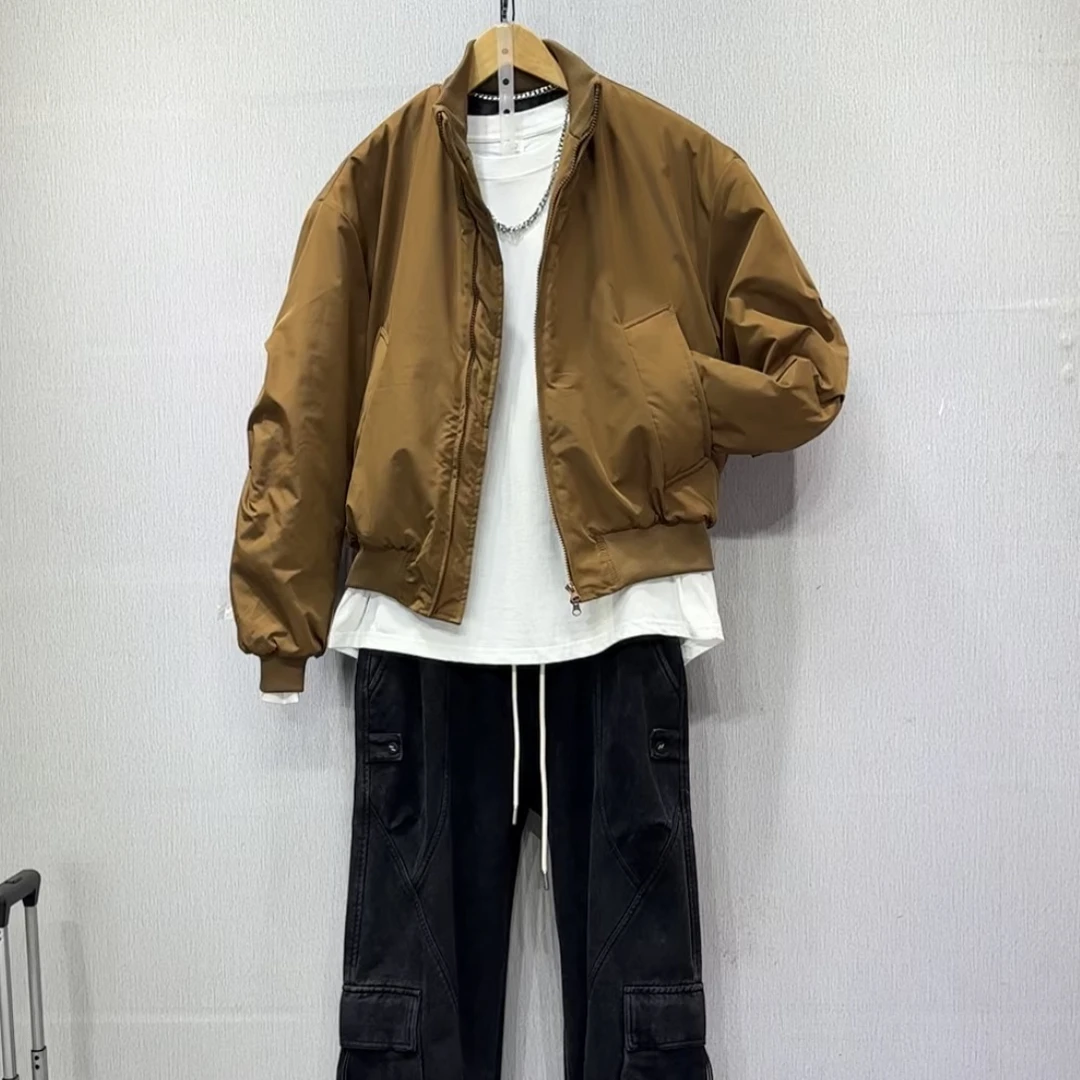 （套装）外套纯色立领单面穿外穿短款螺纹春季潮流保暖