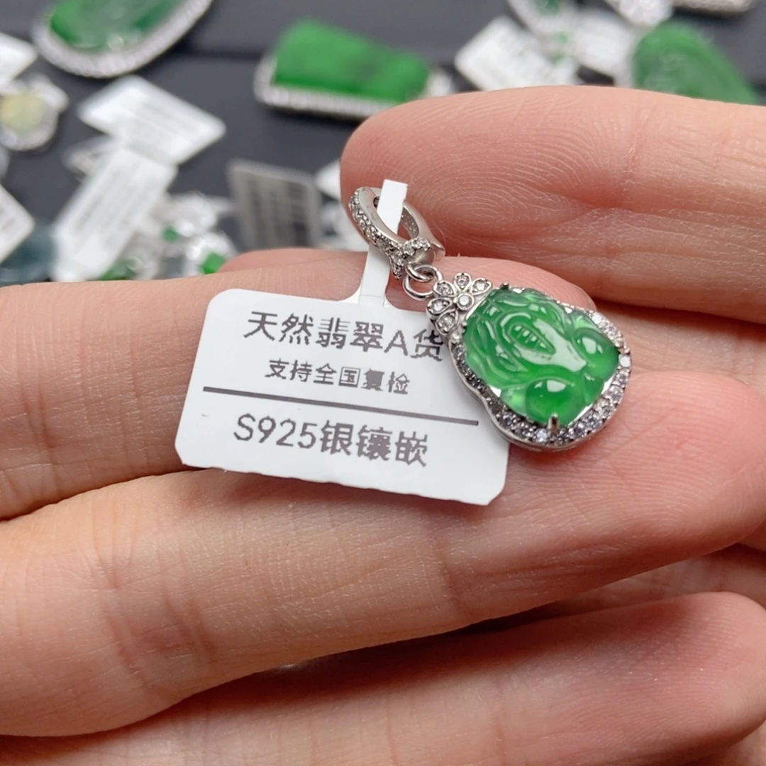 翡翠银S925镶嵌颈饰