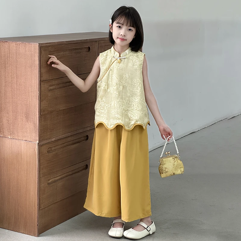 女童国风套装夏季2025新款超好看儿童新中式女大童夏装汉服两件套