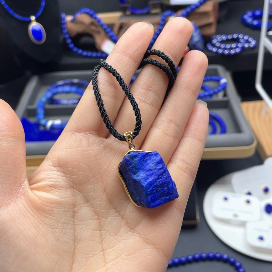 银S925镀金镶嵌青金石吊坠