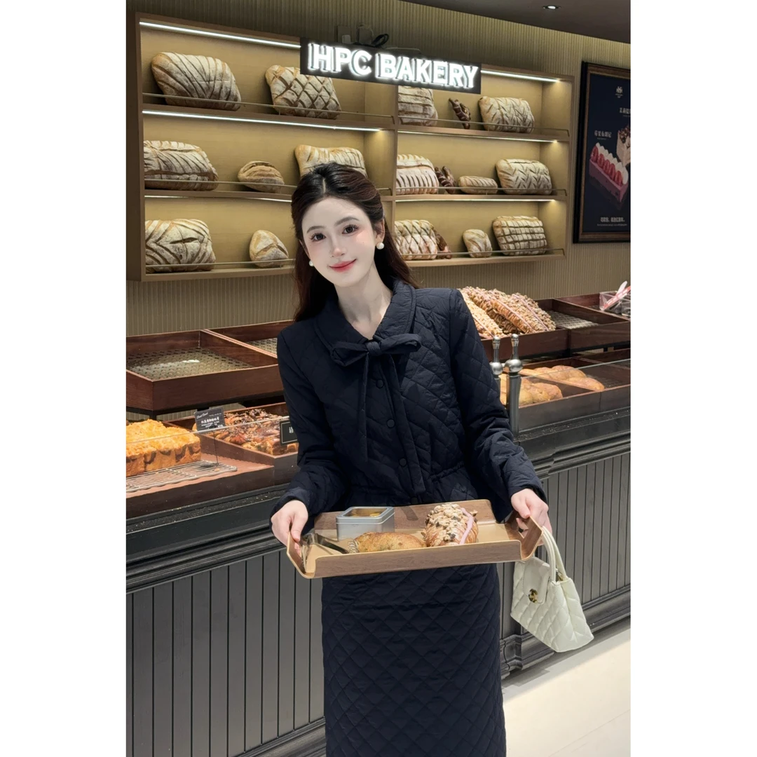 LiLi李李家【冬日恋岛】韩系温柔风菱格纹棉服套装两件套XMZH11060