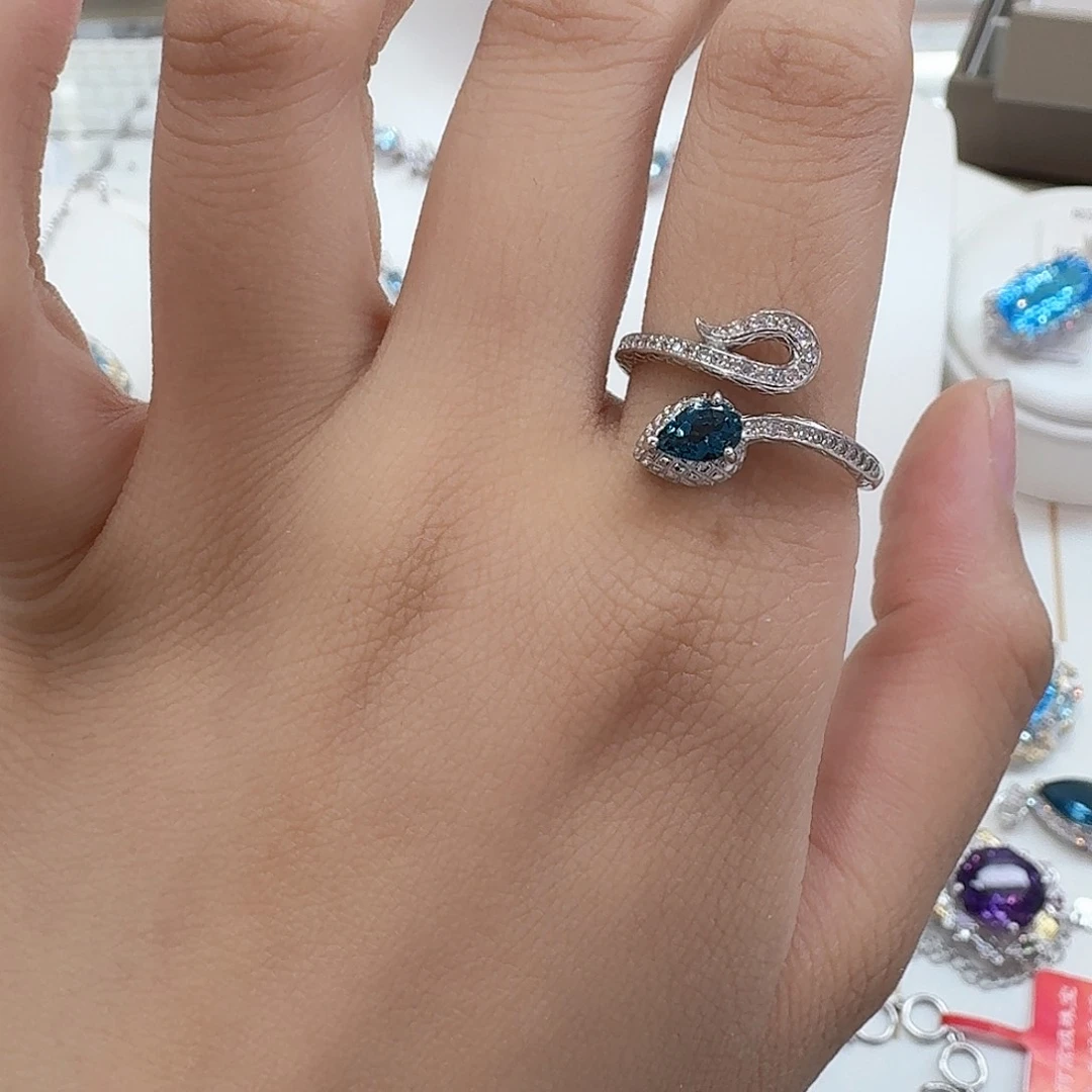 托帕石戒指银S925镶嵌 —93