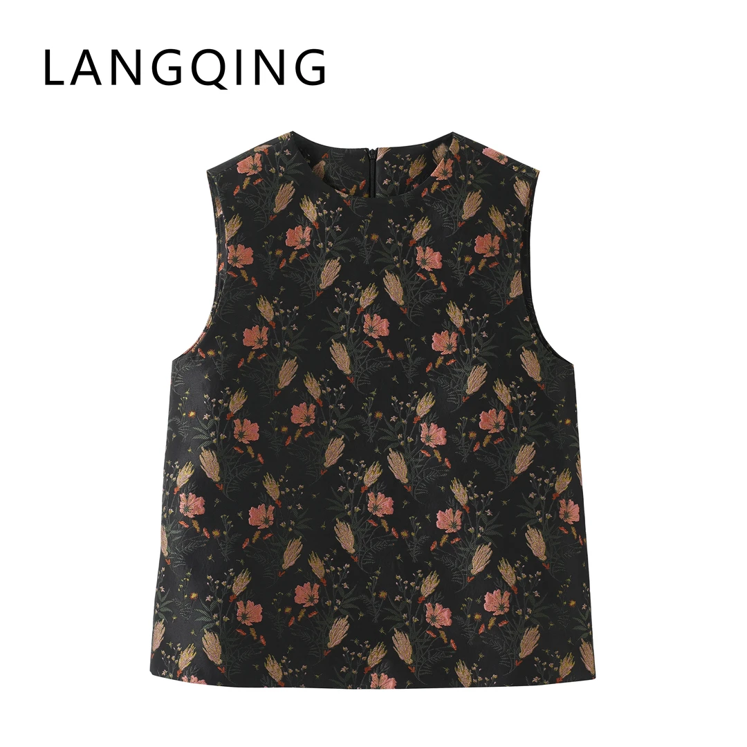 浪清/女装推荐 妮塞娅刺绣圆领马甲外套43282#