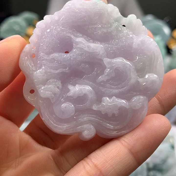 翡翠未镶嵌颈饰仿古龙行天下两面工艺福利