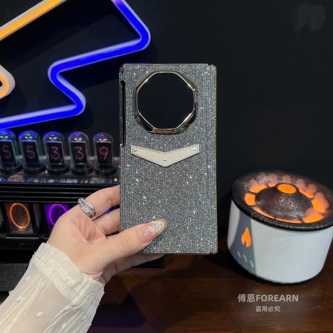 适用于华为matexts手机壳双中轴matext三折叠屏xts保护套xt闪钻女