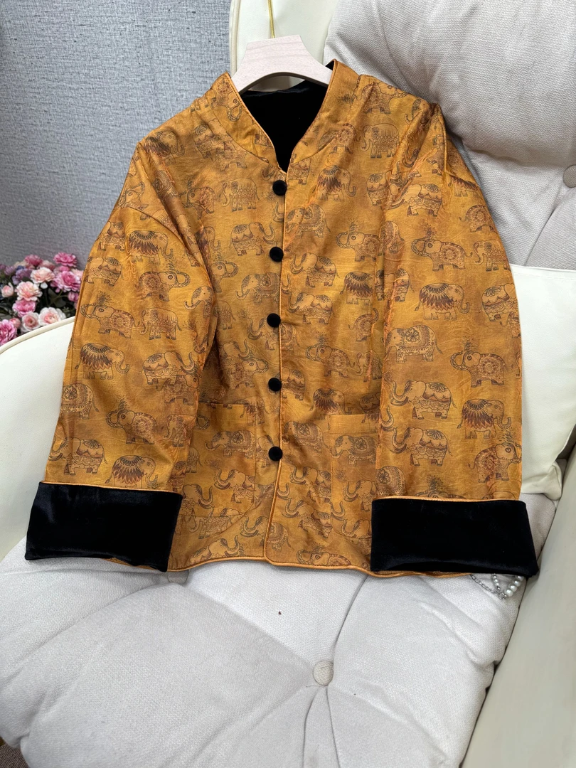 【金吉象】Y1496新中式国风金吉象双面穿外套设计师款时尚秋装新款