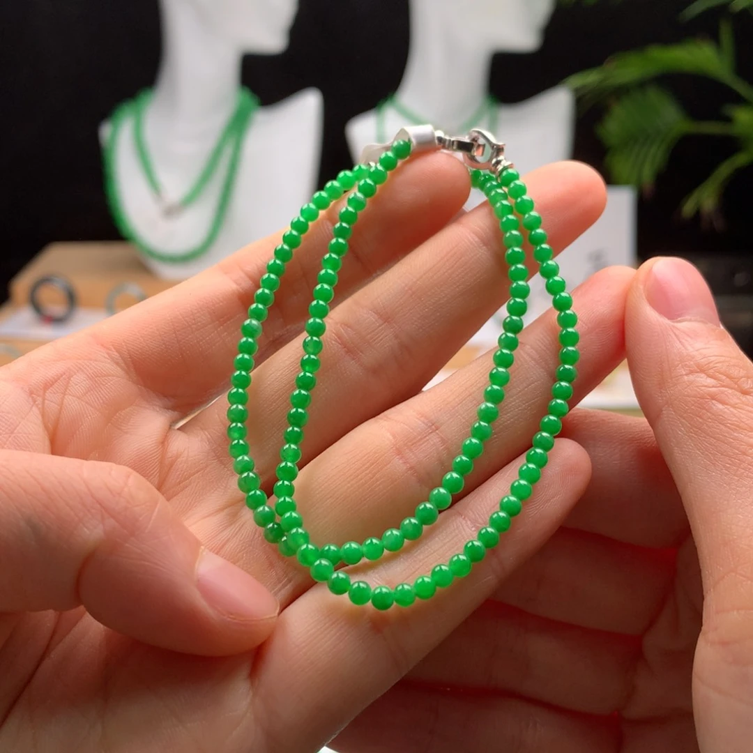 翡翠手链未镶嵌天***间天然缅甸A货翡翠