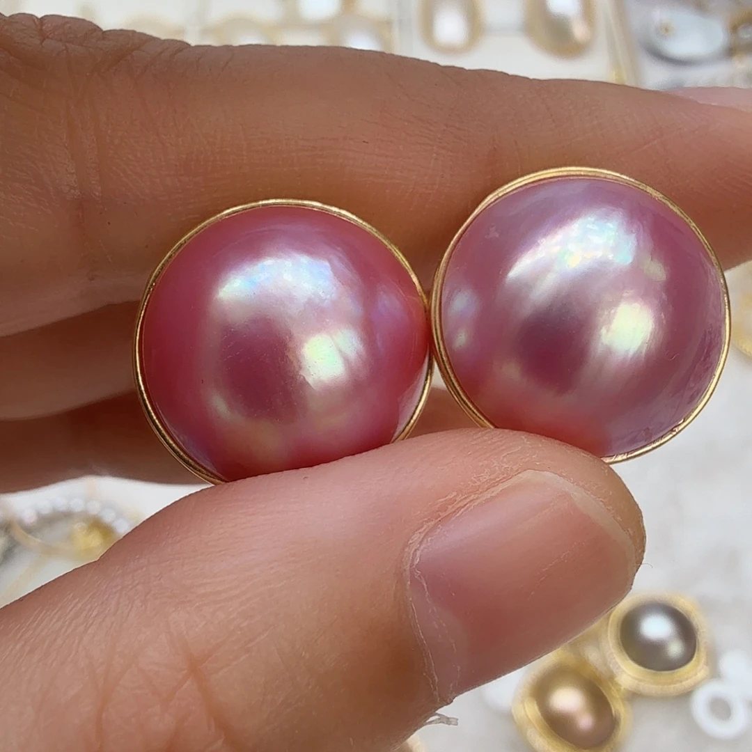 未镶嵌拼合珍珠（马贝珠）耳饰
