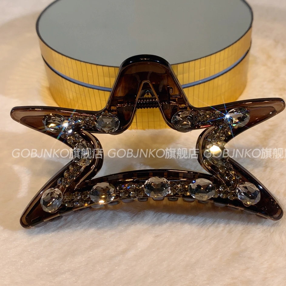 GOBJNKO韩版五角星抓夹欧美风原创设计高级感女发夹时尚精灵风