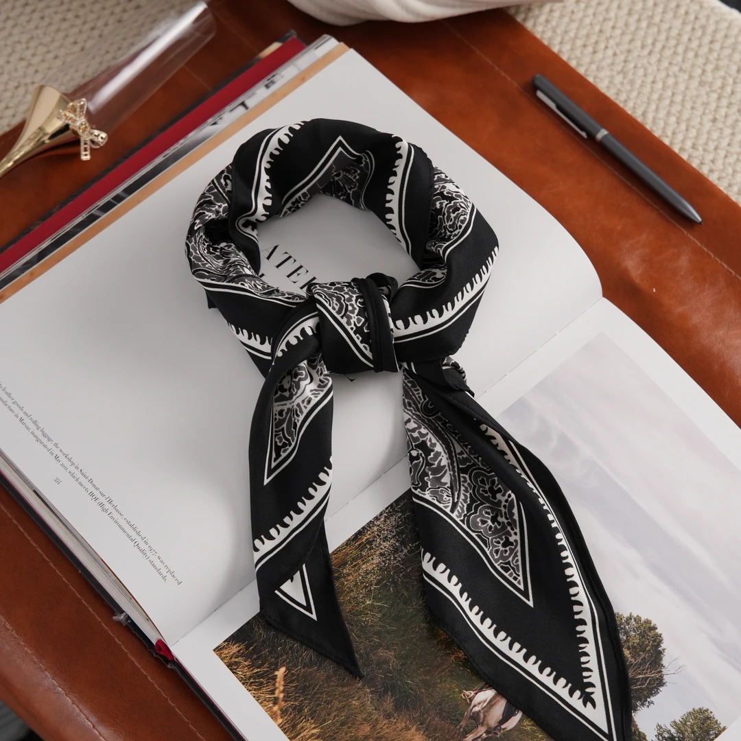 BLAVCPEON【七月上】正装黑色韩版百搭潮流丝巾 W6520217S