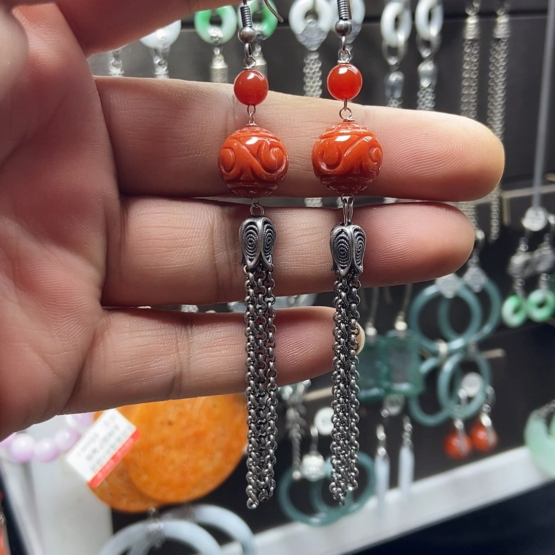 甜***曦翡翠银S925镶嵌耳饰品质珠宝