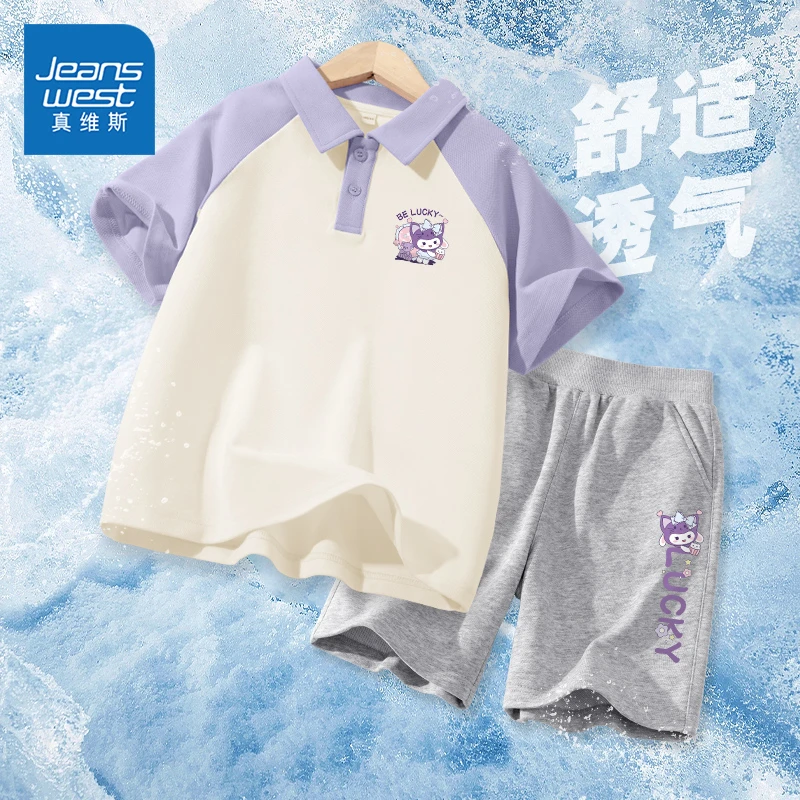 真维斯童装女童套装夏季2025新款儿童polo短袖t恤洋气女大童上衣