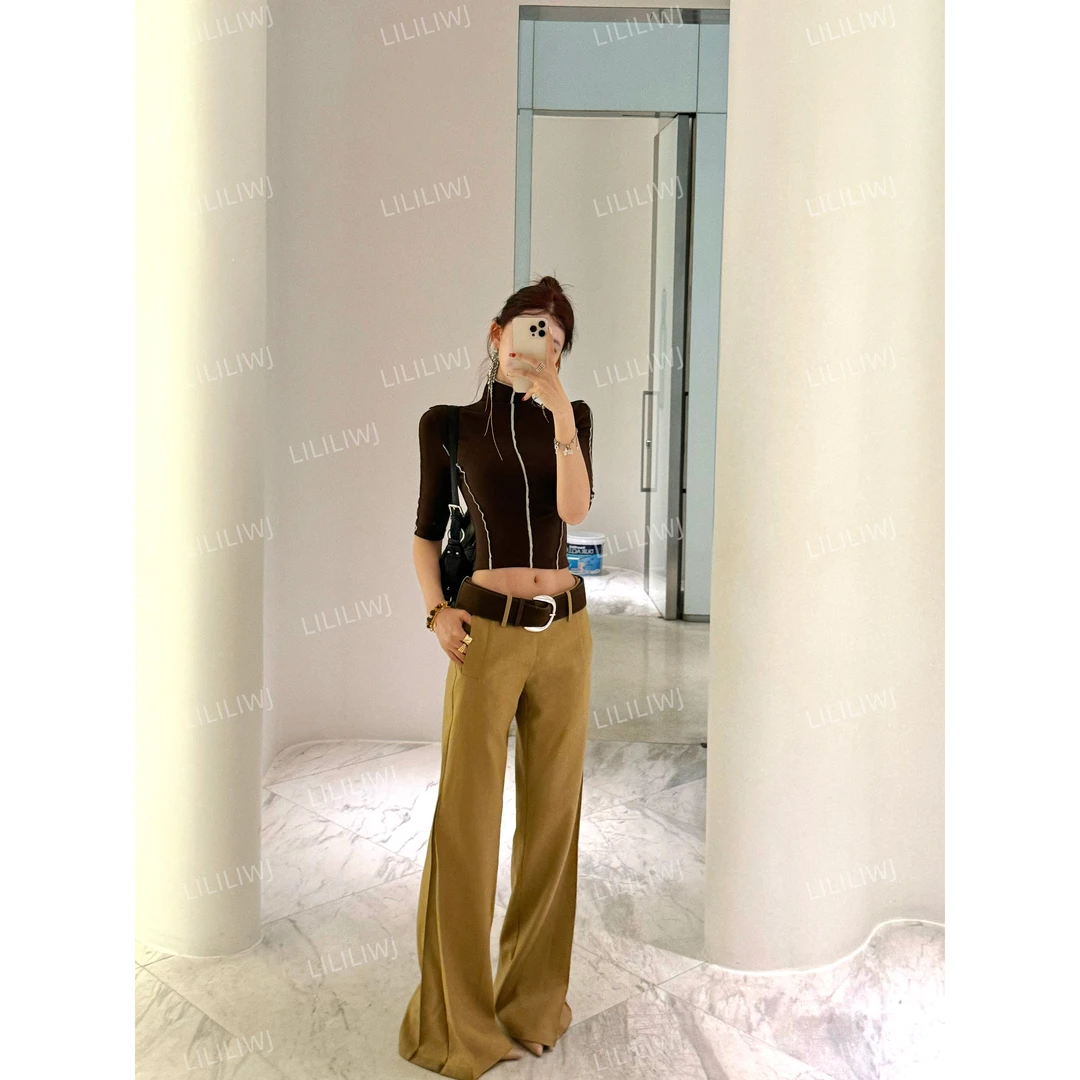 【婉君】早春韩版美拉德显瘦气质时尚百搭休闲裤LWJ25A1K068