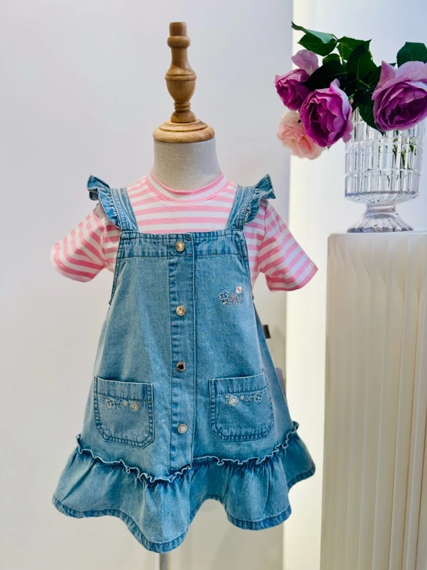 【蓝蝶雨】H25111儿童女宝背带裙新款百搭洋气可爱