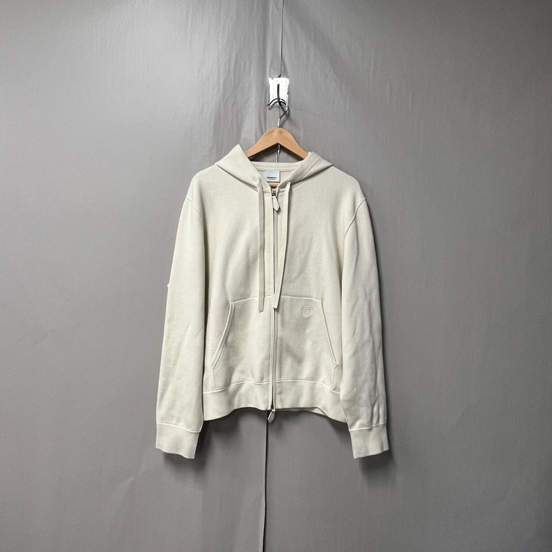 99新 BURBERRY/博柏利 24ss纯色刺绣logo拉链连帽衫 L码 #8326