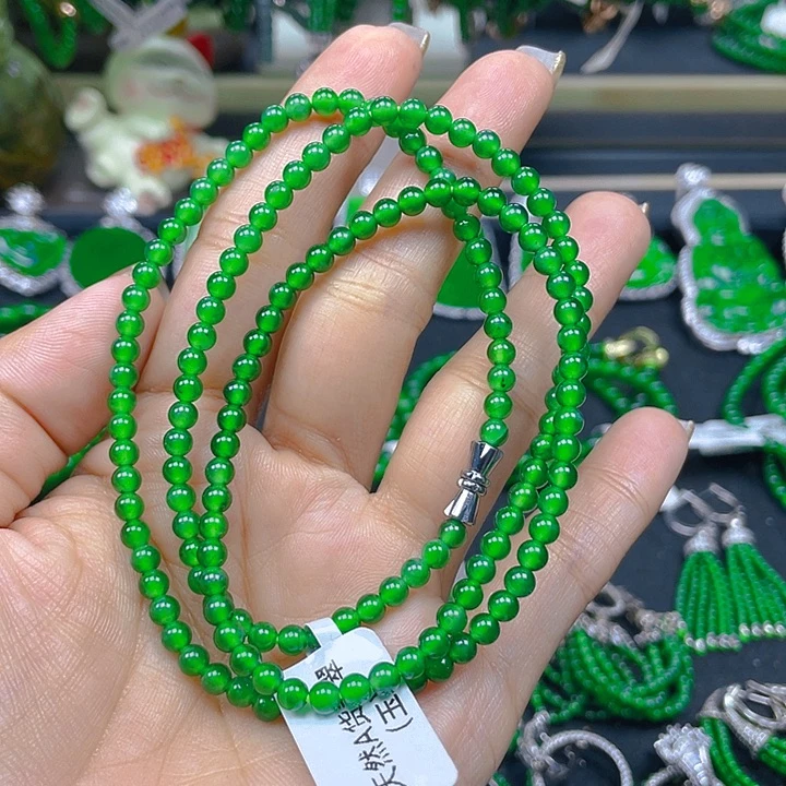 翡翠未镶嵌颈饰翡翠阳绿项链4