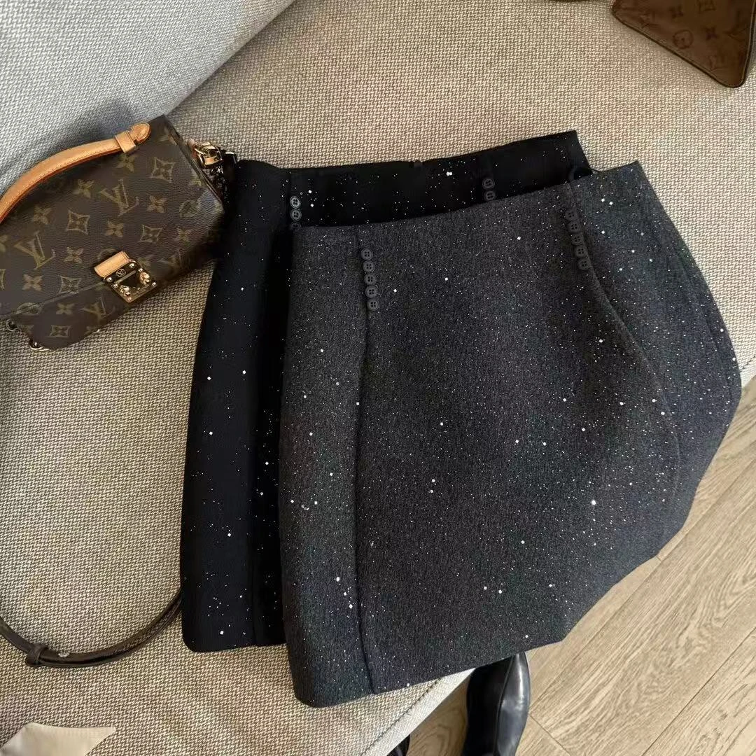 【冬日繁星】韩系高级感精致闪闪A字显瘦包臀半身裙女秋冬2025新款