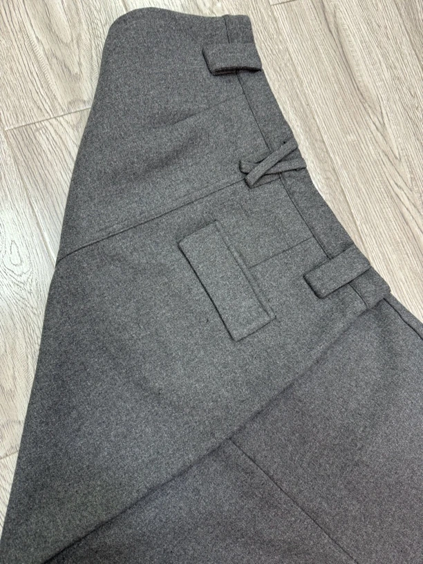 （LY）刘姐家扣号下单高腰百搭中长开叉气质灰西装半身裙女