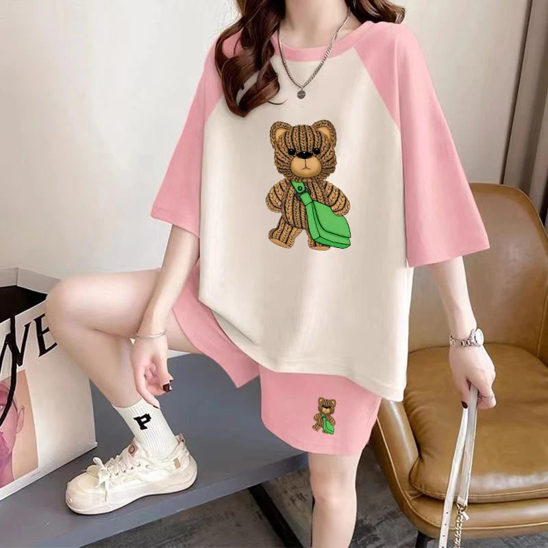 初中生夏季短袖运动套装少女夏装洋气休闲短裤学院风高中生两件套