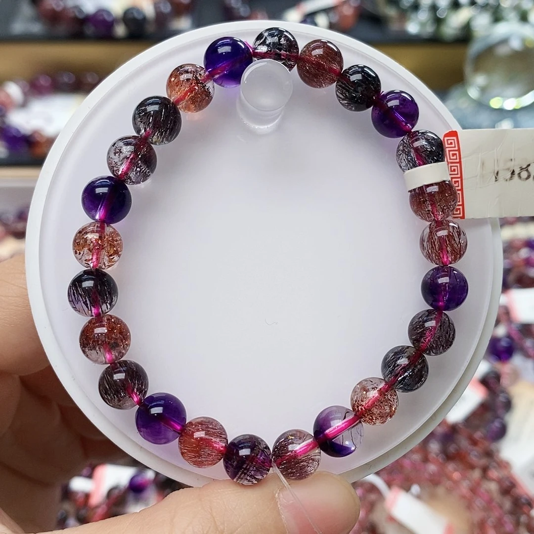 未镶嵌手链水晶8黑加仑超七H582